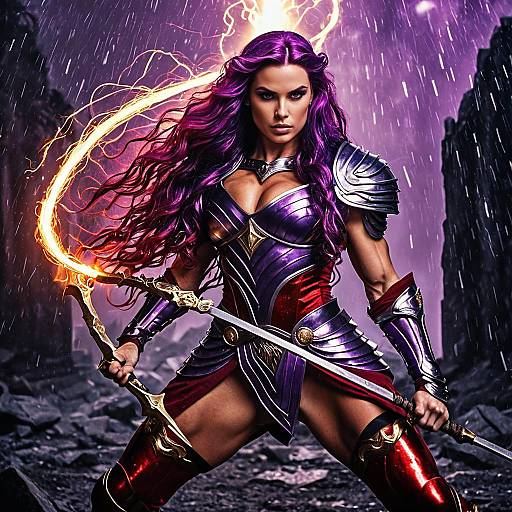 Warrior Princess with Electrum Whip in Battle