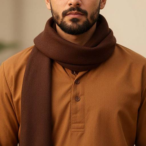 Bearded Man in Brown Outfit