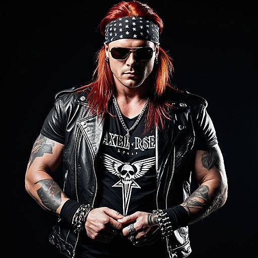 Rockstar Style Man with Red Hair and Leather Jacket