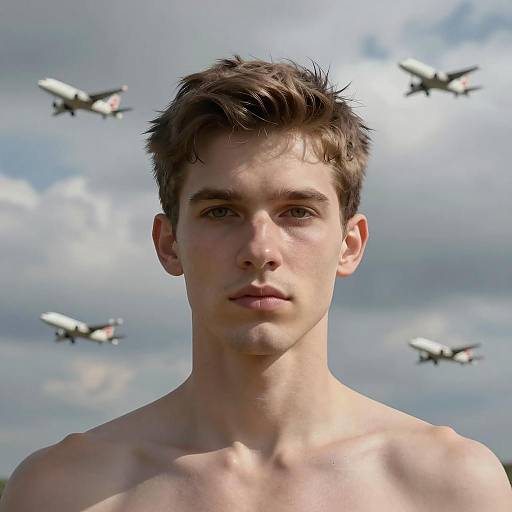 Skybound Portrait of a Shirtless Man