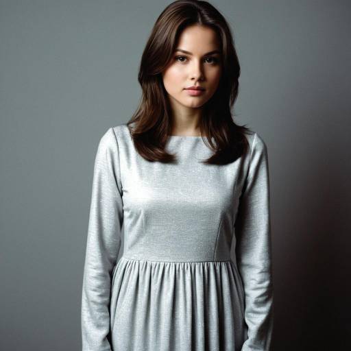 Young Woman in Silver Modest Dress