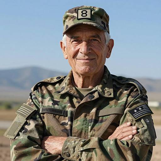 Senior Soldier in Camouflage Uniform