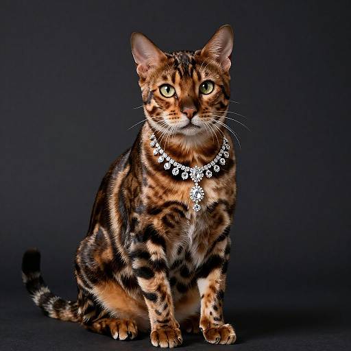 Bengal Cat with Diamond Necklace