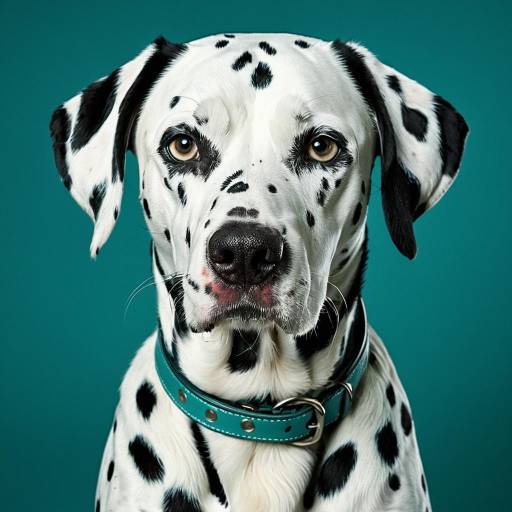 Dalmatian Dog Portrait with Teal Collar