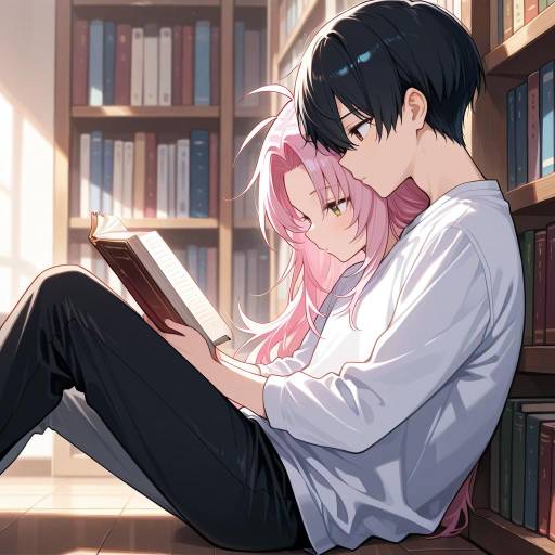 Indoor Scene with Books and Boy