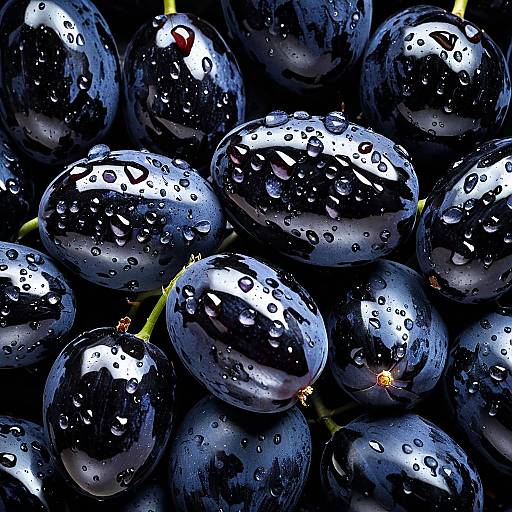 Close-Up of Fresh Black Grapes with Water Droplets