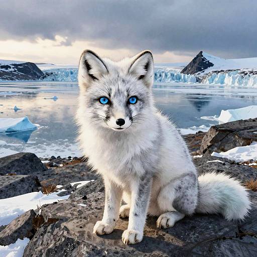 Arctic Fox Kit at Blue-Hour Dawn