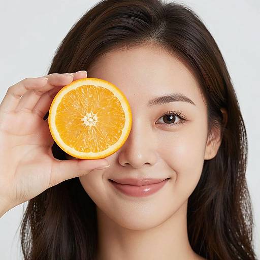 Playful Woman with Orange Slice