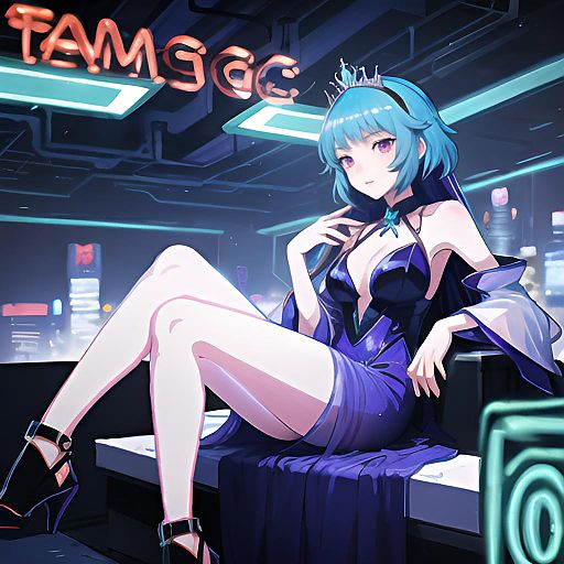 Tech-Savvy Princess in Neon Glow