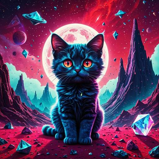 Alien Cat on Crimson Comet Landscape