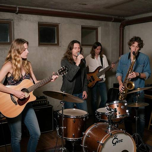 Live Music in a Dim Basement Scene