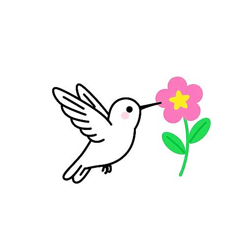 Cheerful Hummingbird Line Art