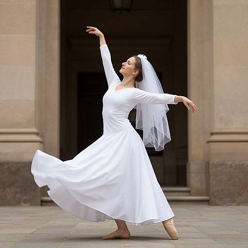 Ballet dancer in white dress and veil
