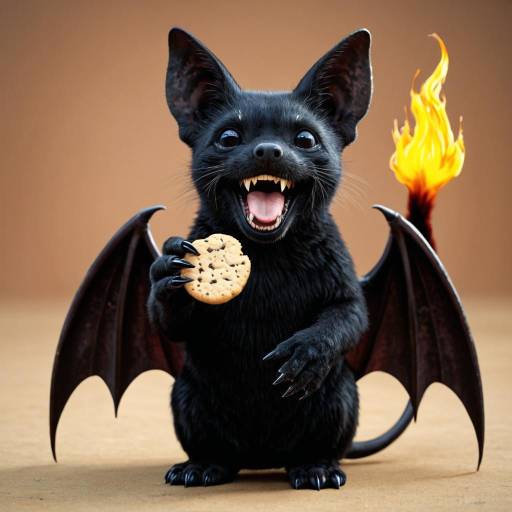 Happy Vampire Bat Creature with Cookie Happy Vampire Bat Creature with Cookie