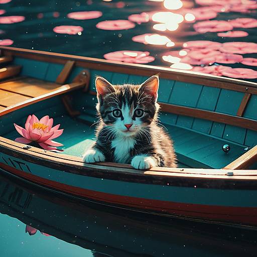 Translucent Kitten in Hyperreal Boat