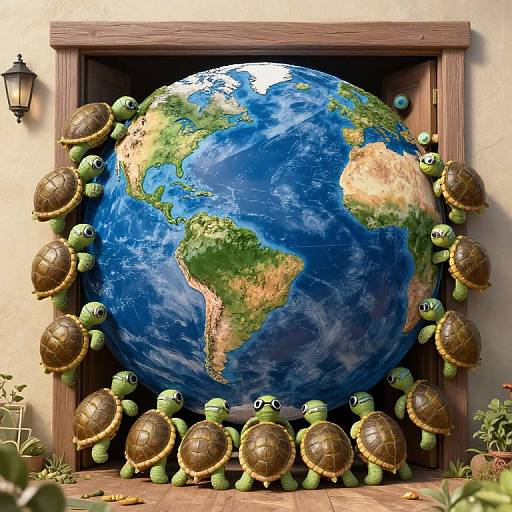 Newborn Turtles Guard World Edge