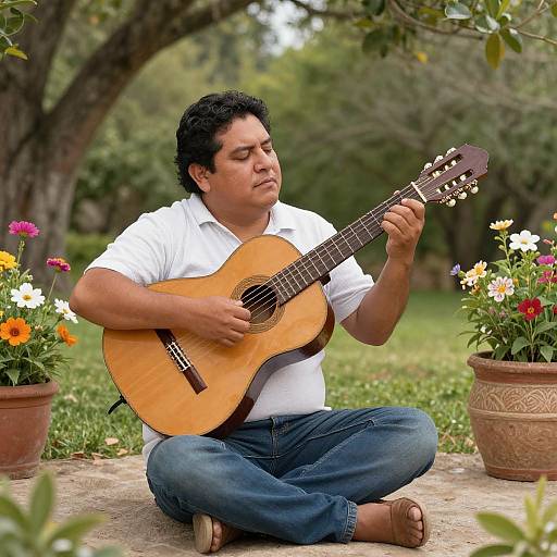 Passionate Mexican Guitarist in Nature
