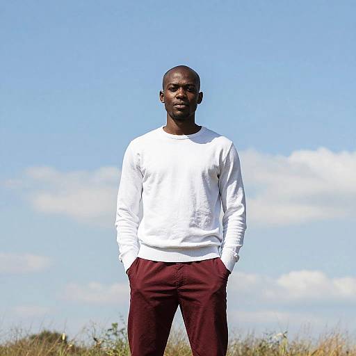 Dark-Skinned Male Standing Outdoors