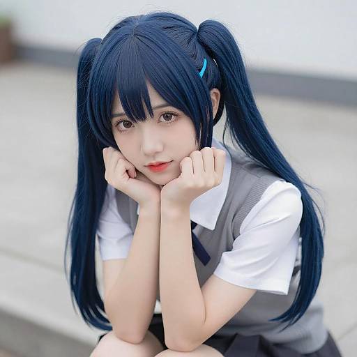 Anime Girl with Twin Buns Portrait