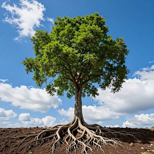 Solitary Tree with Exposed Roots