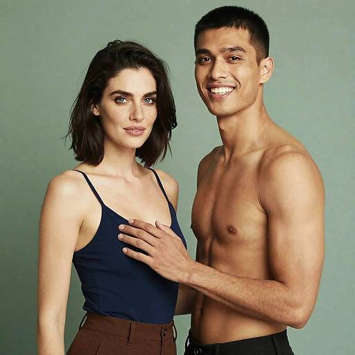 Elegant Couple Smiling Side by Side