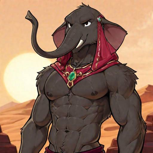 Buff Anthropomorphic Elephant in Desert