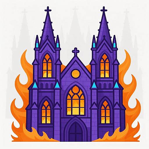 Cheerful Cartoon Gothic Cathedral