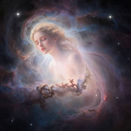 Serene Character in Cosmic Nebula