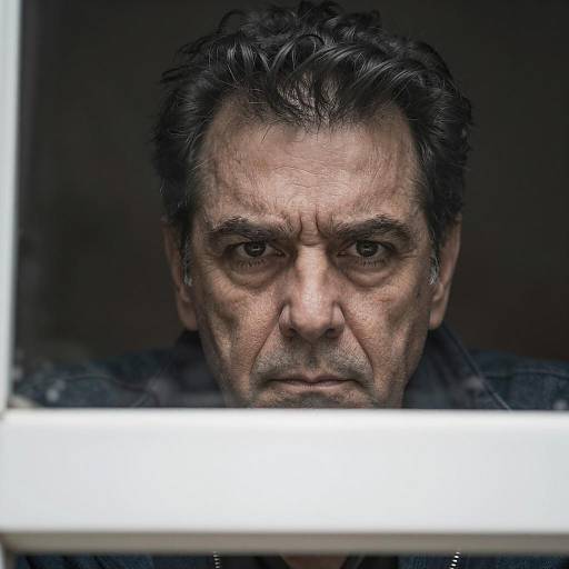 Middle-Aged Man Looking Through Window