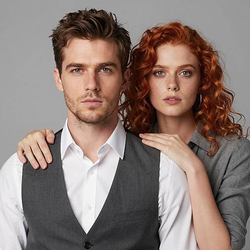 Man and Woman Portrait with Neutral Expressions