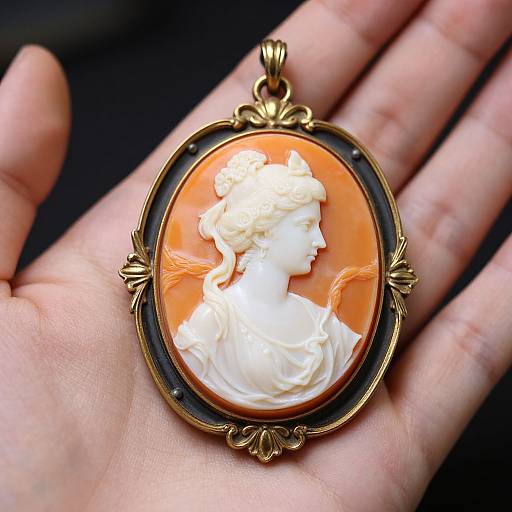 Elegant Hand Holding Vintage Cameo Pendant