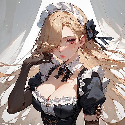 Stoic Maid Hildegarde in Black Dress