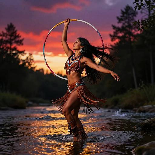 Native American Hoop Dancer at Twilight