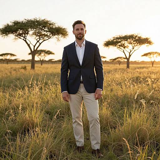 Handsome Man in Sunlit Field