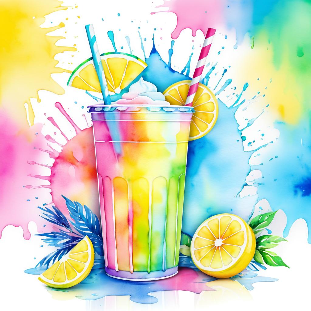 Whimsical Watercolor Frozen Lemonade Art