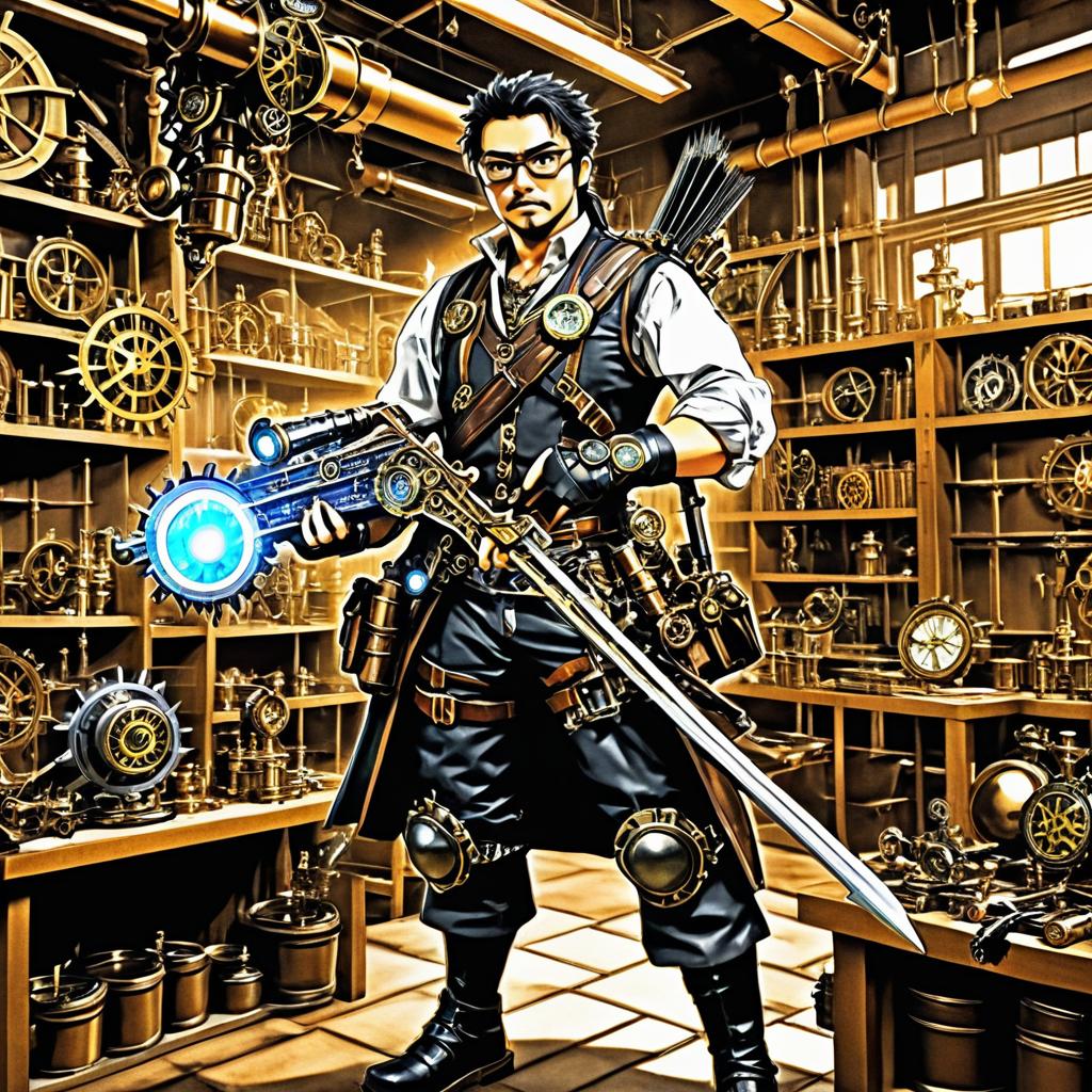 Steampunk Inventor in Action-Packed Workshop