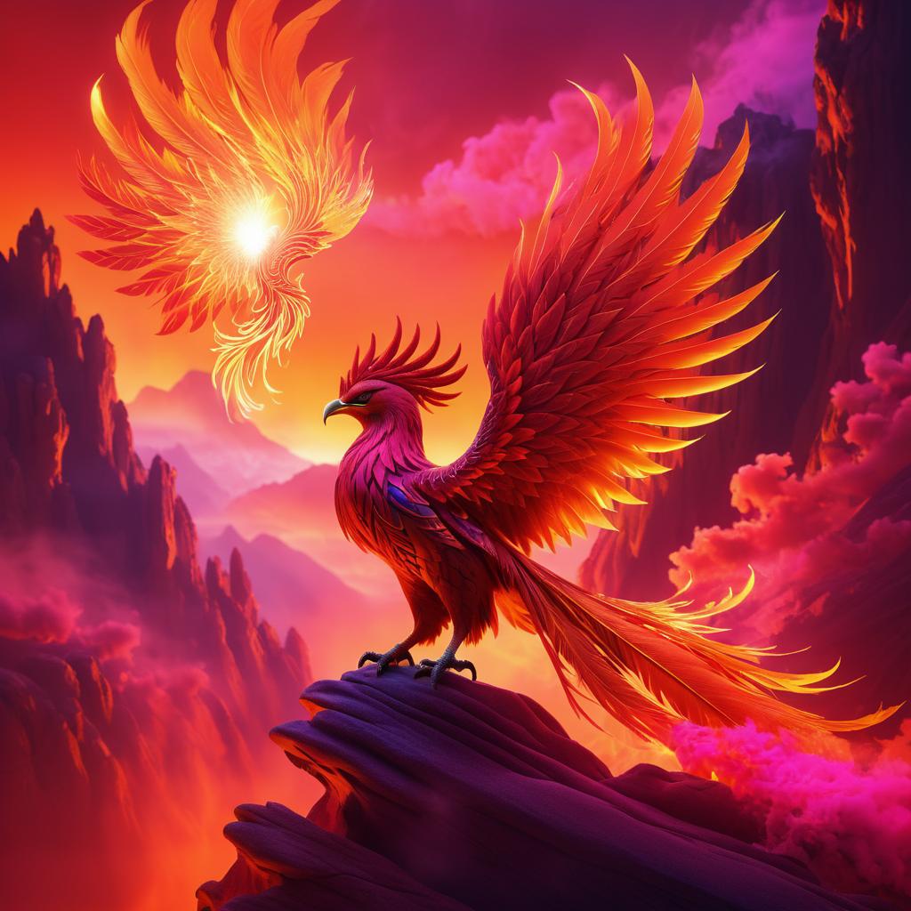 Majestic Phoenix at Fiery Sunset