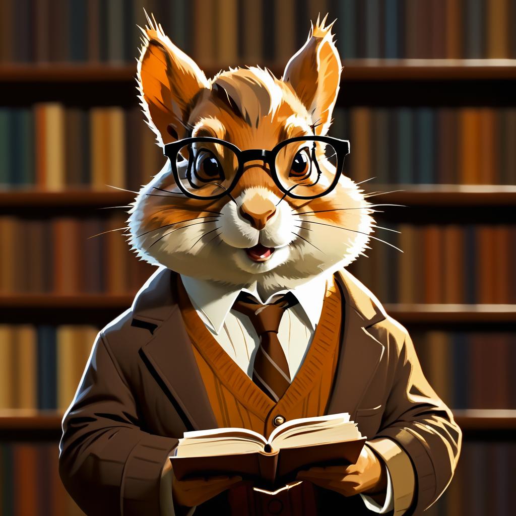 Squirrel Librarian: A Cinematic Portrait