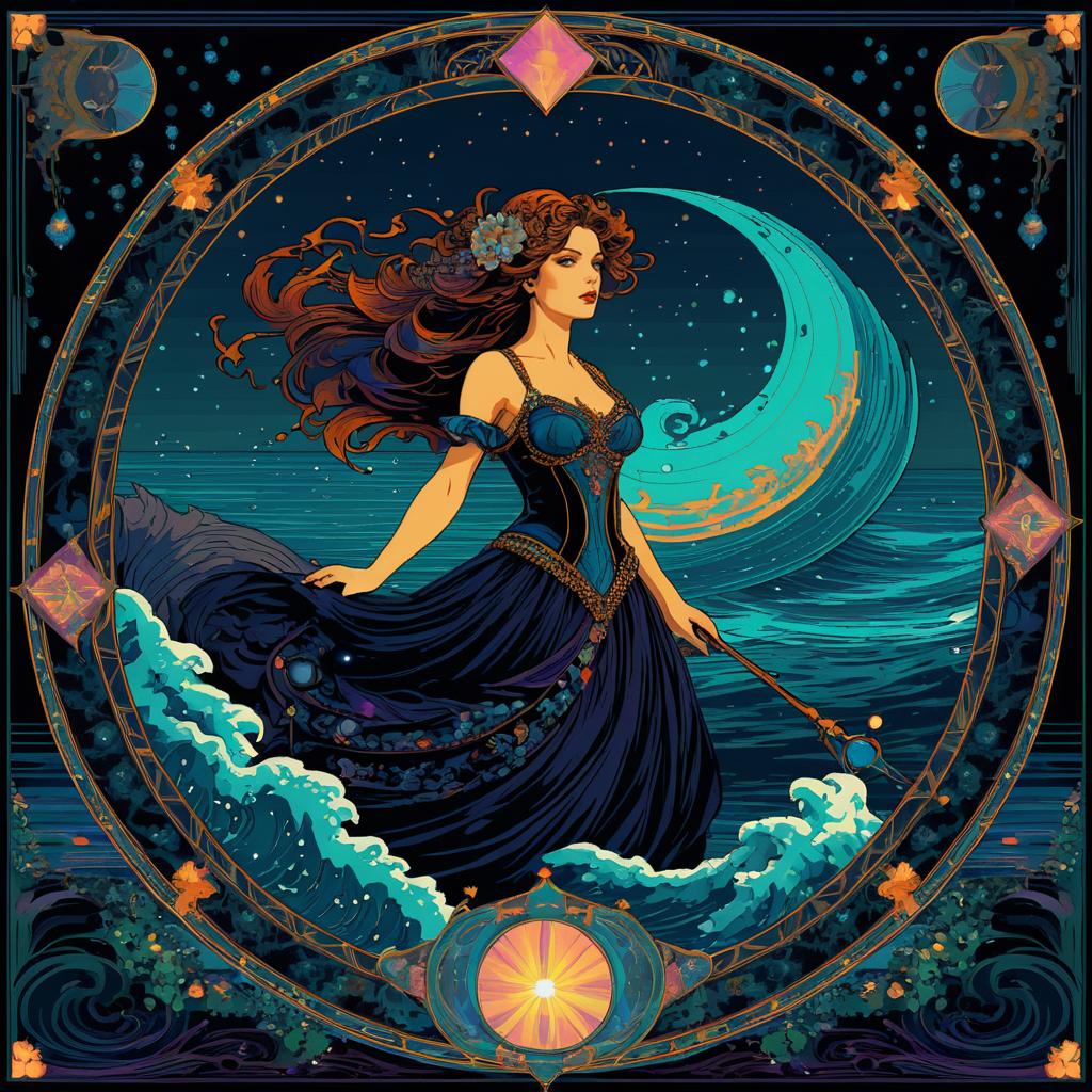 Surreal Sea Witch in Pixel Art