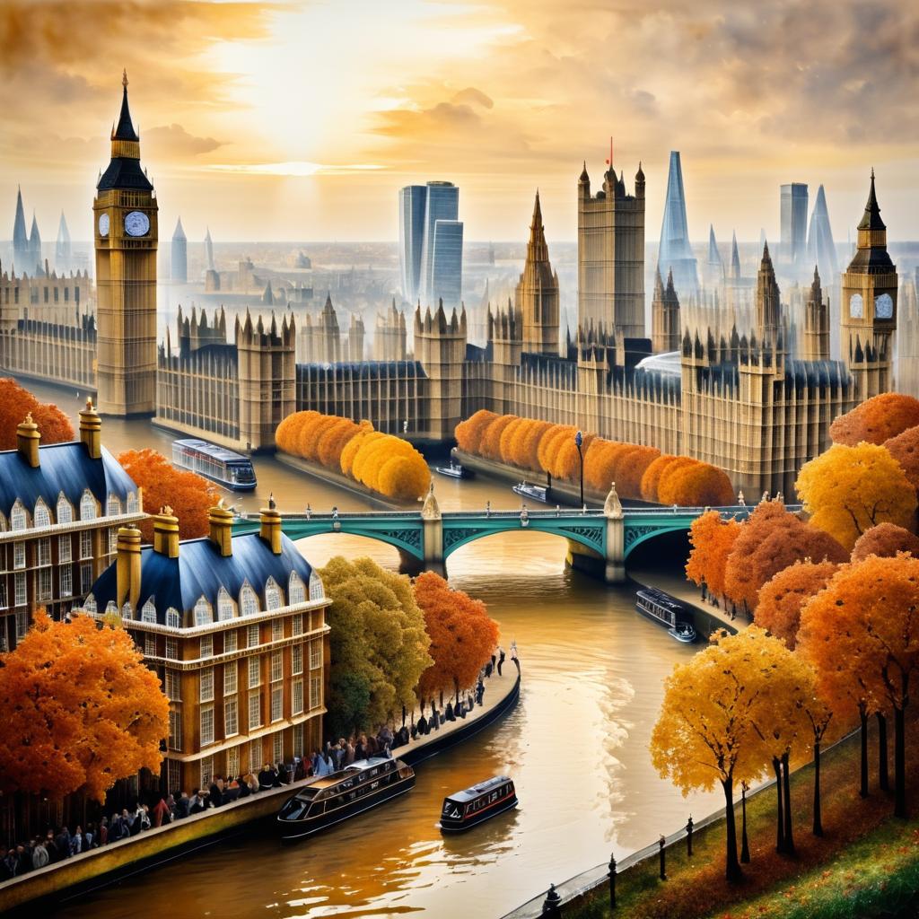 Turner-Style Autumn in London Painting