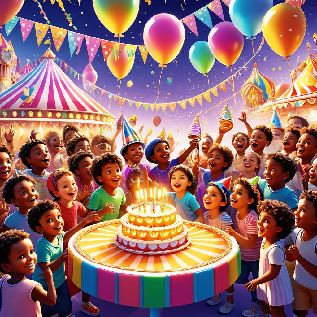 Vibrant Carnival Birthday Celebration Illustration