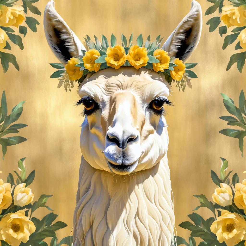 Mannerist Llama with Flower Crown