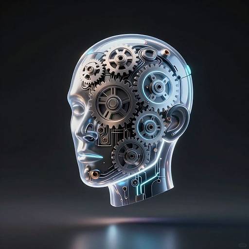 Transparent Robotic Head with Gears and Circuits