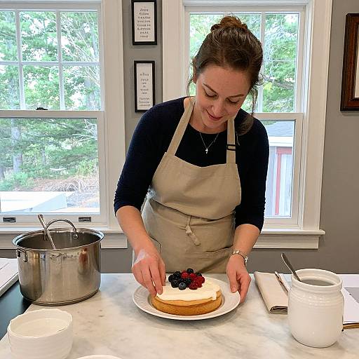 Baking Lesson: Woman Decorating Cake