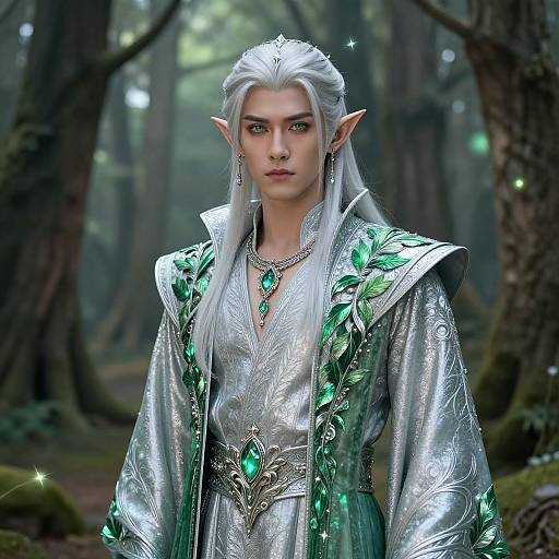 Regal Male Elf in Ancient Forest