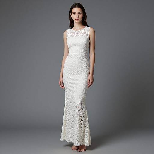 Photorealistic Slim Lace Gown Fashion