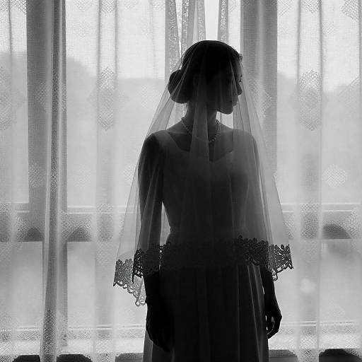 Silhouetted Bride in Veil