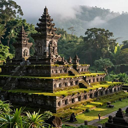 Misty Mountain Candi Temple Landscape