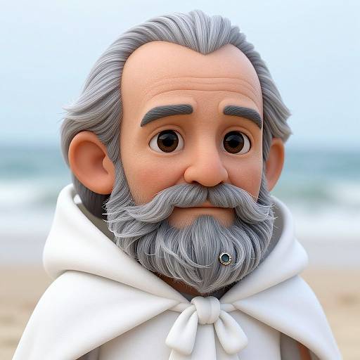 Hyperrealistic Chibi Grandfather Portrait