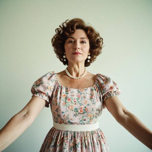 Mature Woman in Vintage Floral Dress